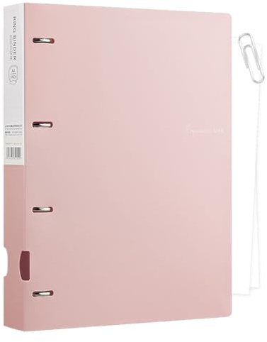 Classeur – Couverture en polyuréthane, porte-documents A4 | Organiseur rechargeable à 4 anneaux avec fermoir solide, classeur compact pour les devoirs scolaires, les dossiers de bureau, les projets
