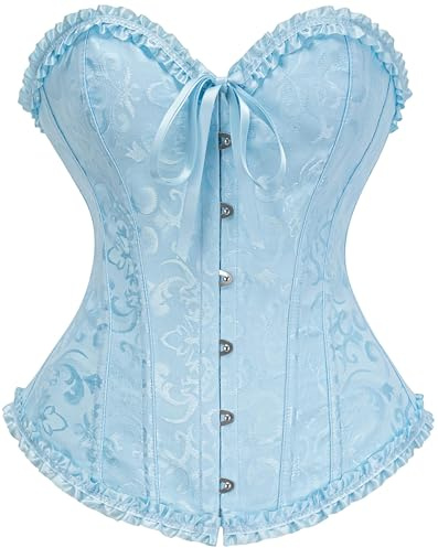 Vrapo Overbust Corset Top for Women - Cabana Blue - Size S