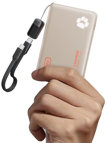 INIU Power Bank, Pequeño 45W Carga Rápida 10000mAh Bateria Externa con Cable USB C Desmontable, Apto para Avión, Esenciales de Viaje, Bateria Portatil para iPhone 17 16 Pro, Samsung, Xiaomi, Beige