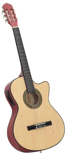 Genérico Set Chitarra Western 12 pz con Equalizzatore e 6 Corde,Marrone Chiaro,3.8kg,70137