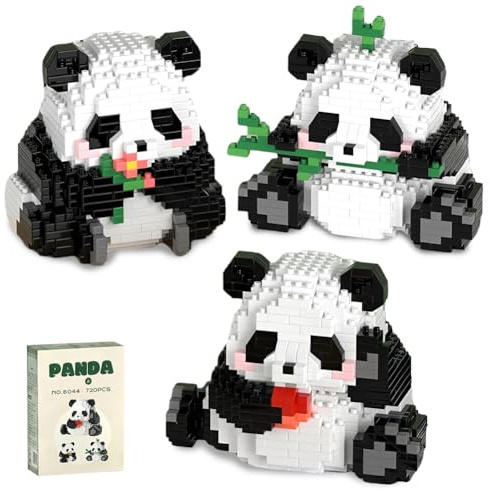 Set de Micro Briques Panda, Mini Jouet de Construction Panda, Mini Kit de Construction Animale pour Adultes et Enfants à partir de 9 ans, Briques de Construction Panda Mignonnes pour Jeu Créatif