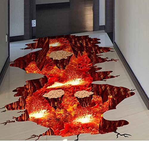 HALLOBO® XXL Wandtattoo Bodenaufkleber Vulkan Volcano Magma Wandaufkleber Wandbild Wohnzimmer Schlafzimmer Kinderzimmer Deko