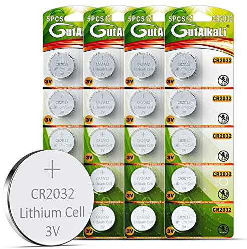 GutAlkaLi 20 PCS CR2032 Lithium Coin Batteries - High Capacity with 3V Output, Ideal for TV Remotes, Car Fobs, Motherboards, and More (2032/DL2032 Compatible)