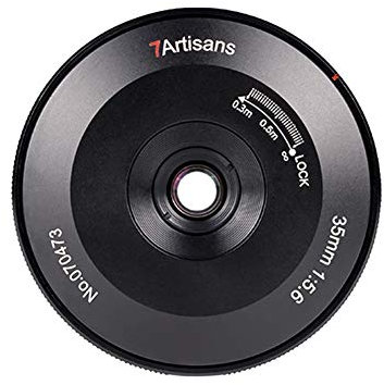 7 Artisans Objectif Pancake 35 mm F5.6 Full Frame Format Pan-focus Fixe Mise au point manuelle pour appareil photo Panasonic/Olympus/Leica L Noir