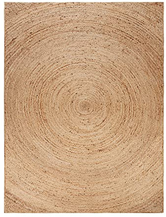 TT Home Wohnzimmer Teppich Jute Kurzflor Wohnzimmerteppich Natur Modern Boho Handgemacht, Farbe: Natur 2, Größe:60x100 cm