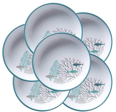 Marine Business Coastal - Piatto profondo in melamina, grande, 18 cm, set da 6 pezzi