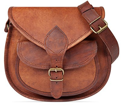 LEABAGS a mano da donna | Borsa a tracolla in vera pelle di alta qualità | Borsa a spalla | Borsa da donna per lavoro, università, scuola e tempo libero | L (28 x 23 x 8 cm) | Vintage Cognac