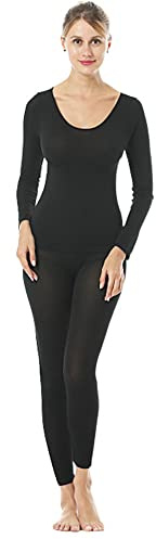HSAJS Conjuntos Ropa Interior Termica Mujer Camiseta Manga Larga Pantalón Termico Transpirable cálida y de Secado rápido Conjuntos Térmicos antibacteriana y Flexible Interior Invierno Esqui Montaña