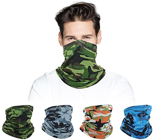 4 Stück Multifunktionstuch Halstuch，Herren Sport Atmungsaktiv Winddicht Halsschlauch，Weich und Bequem Bandana Gesichtsmaske für Männer Frauen skischal für Outdoor Sportarten wie Angeln und Radfahren