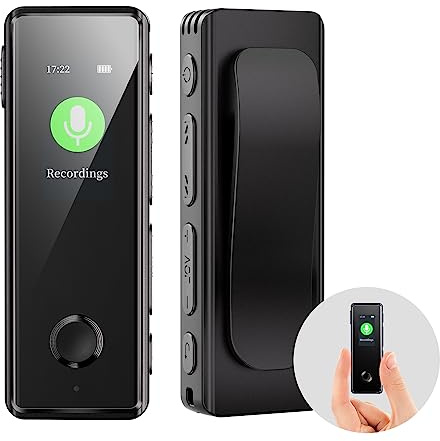 KINPEE Petit enregistreur vocal numérique 32 G, enregistreur audio portable MP3 pour réunion, conférence, mini appareil d'enregistrement dictaphone à activation vocale pour entretien