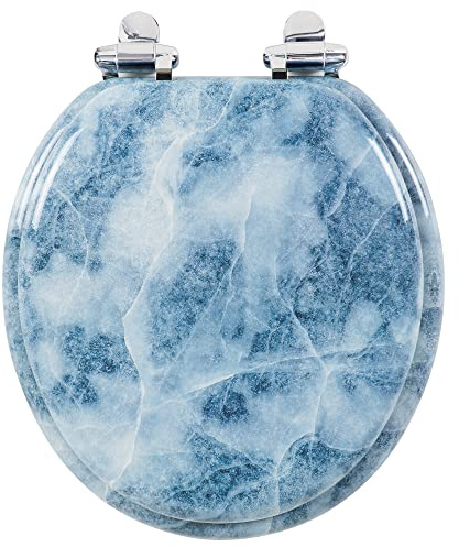 Angol Shiold ROUND Toilet Seat Molded Wood (Blue Marble)