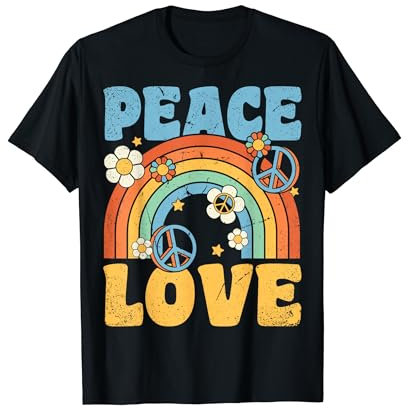 Peace Love 60's 70's 80's Party Outfit Groovy Hippie Kostüm T-Shirt