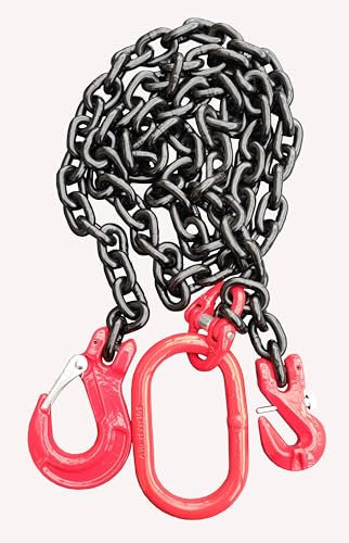 Chaîne forestière - 8 mm - 4000 daN - Crochet à tête de fourche - Crochet de suspension - Crochet de raccourcissement - Gütekl - Chaîne laquée noire selon EN818-2 - Haute résistance et testée (2 m)