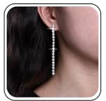 Inateannal Boucles d'oreilles pendantes à pampilles en strass longues boucles d'oreilles pendantes linéaires chaîne de tennis cristal argenté boucles d'oreilles mariage oxyde de zirconium scintillant