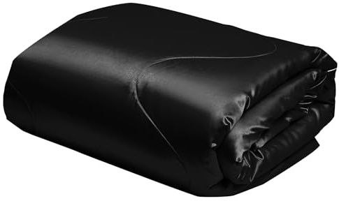 YASMENG Satin Bettdecke 220x240 Schwarz - Leichte Sommerdecke 200 GSM Seidige Seide - Weich Luxus Glatt Glänzend Steppdecke für Sommer Mit 2 Kissenbezüge 80×80 cm