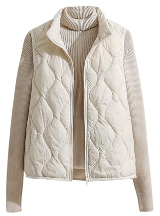 Doudoune sans Manche Femme Legere Gilet Doudoune Fine sans Manche Femme Légère Gilet Matelassé sans Manches Femme Veste Duvet sans Manche Femme Doudoune Matelassée sans Manches Femme Pliable Beige XXL