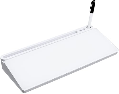 Navaris Skrivbordsglasskiva med förvaringsutrymme – liten skrivbord – whiteboard för torr radering innehåller svart markör – tillbehör för hemmakontor – Hantera att-göra-listor och bli