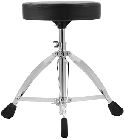 Cocoarm Professional Drum Throne with 5-Level Height Adjustment, Padded Cushion Seat, Double-Braced Legs, Anti-Slip Rubber Feet, Foldable Design for Drum Set Players