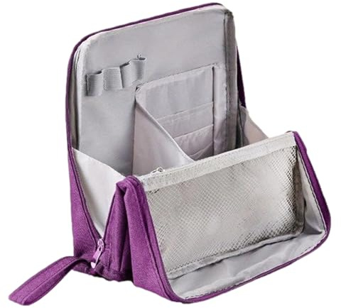 Beauty case da donna, portatile, grande capacità, organizer verticale per cosmetici, da viaggio per shampoo, fondotinta, balsamo, crema solare, spray per capelli, ombretto, Viola, Refer to