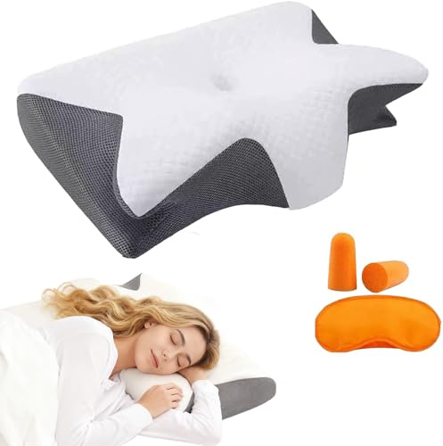 Zoefun Cuscino Anti Apnea Notturna, Cuscino Per Apnee Notturne, Cuscino Cervicale Ergonomico In Memory Foam, Supporto Cuscino Ortopedico Ergonomico Per Apnea Del Sonno (Grigio)