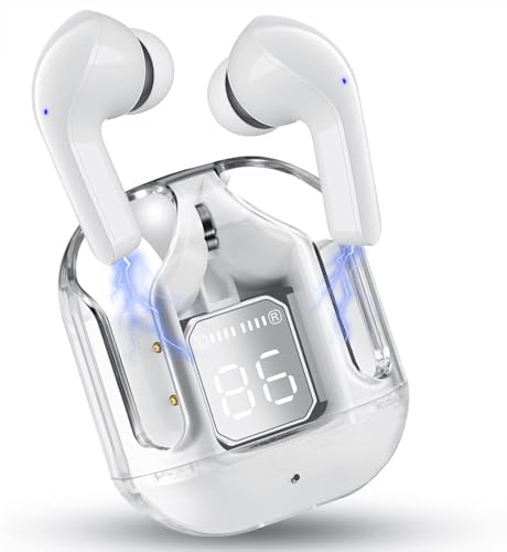 Cuffie Bluetooth, Auricolari Bluetooth 5.4 Wireless, 48 Ore Stereo HiFi Immersivo con LED Display, Cuffiette In Ear con Cancellazione Rumore Mic, Controlli Tattili Cuffie Senza Fili per iPhone Android