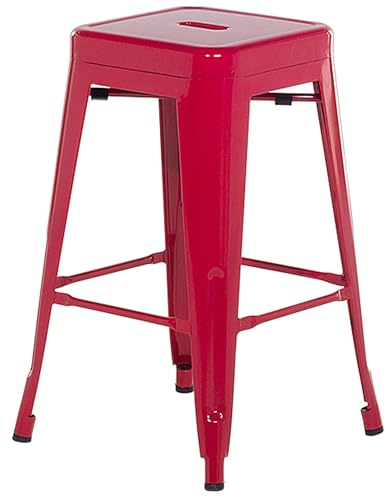Beliani Set di 2 Sgabelli in Acciaio Rosso Impilabili Moderni 60 cm