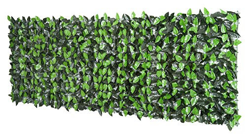 Outsunny Rotolo di Siepe Finta Artificiale 3x1 m per Balcone e Giardino, Finta Siepe in PE e Tessuto, Verde Chiaro e Verde Scuro