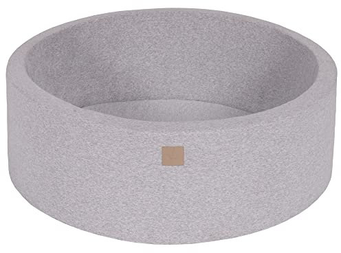MEOWBABY Piscine à balles pour bébé – Fosses a Boules 90x30cm pour Enfants – Piscine a Balle en Coton Enfant, Gris Clair