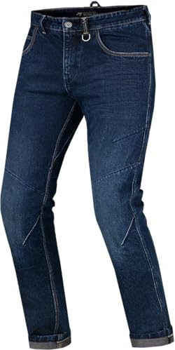 SHIMA Devon Motorcycle Jeans - Ventilated Elastic Slim Fit Riding Trousers Mens with FiberQL Reinforcements, CE Knee and Hips Protectors (Men, Dark Blue, 30)