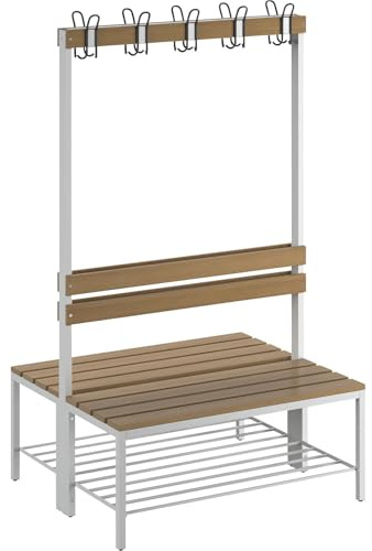 EUROKRAFT | Banc de vestiaire avec Dossier | Double Face | Lattes en Bois de hêtre | Longueur 1000 mm