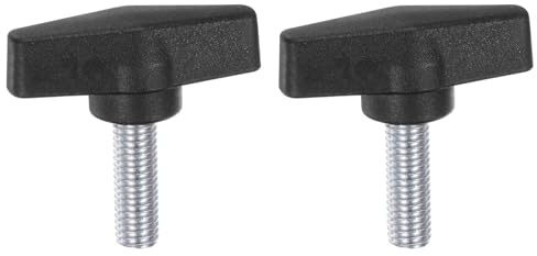 QUARKZMAN 2pz Manopole Ala T M10 x 25mm Perno Filettato Maschio Metrico, 55 Mm, Manopole Plastica Testa T, Manopola Serraggio Manuale, Impugnatura Vite Testa Zigrinata, Nero