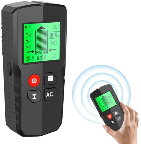Focenat Detector de Pared, Localizador de Cables para Pared, Detector de Metales de Pared, Stud Finder, Escáner de Paredes, Localizador de Línea con Pantalla LCD, para Detectar Madera, Metal y Cables