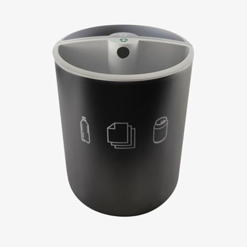ELRIBIRD | Papelera de Reciclaje Doble Compartimento 10L para Hotel – Cubo Metálico Negro Redondo con 2 Compartimentos para Separar Residuos – Para Habitaciones, Oficinas, Airbnb y Hogar | Recycle Bin