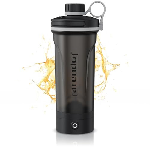 arendo Protein Shaker, Proteína Shaker, Shaker Fitness para Proteínas 700 ml, Mezclador de proteínas Electrico, fitness shaker Hermético, Sin BPA, USB-C, 25 Ciclos de Mezcla por Carga