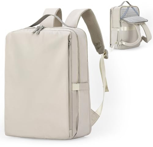 Outplea 15,6 tum bärbar ryggsäck för kvinnor, 15 l reseryggsäck med bagagerem för flygplan, dator handbagage ryggsäckar, BEIgE, 15l, Reseryggsäck