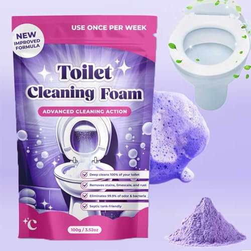 FizzClean Toilet Cleaner - Insta-Action FizzClean Foam for Sparkling Clean Toilet, Toilets Fizz Cleaning Powder W/Powerful Deep Cleaning Action, Eliminates Stains in 20 Min, Scrub-Free Cleaning (1)