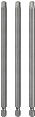 QUARKZMAN 3 stycken T40 Torx bit skruvmejsel bitsats 1/4 tum sexkantsskaft 150 mm (1/4 tum) lång magnetisk sexkant utan hål spets skruvmejsel borrbitar S2 stål för Torxskruvar
