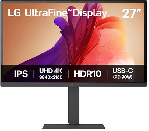 LG UltraFine Monitor 27U730A-B - 4K UHD IPS 27 inch, 60Hz, 5ms GtG, HDR10, Home/Office Display, Eye Care features, Built-in Speakers, HDMI, DisplayPort, USB-C with 90W PD, Black