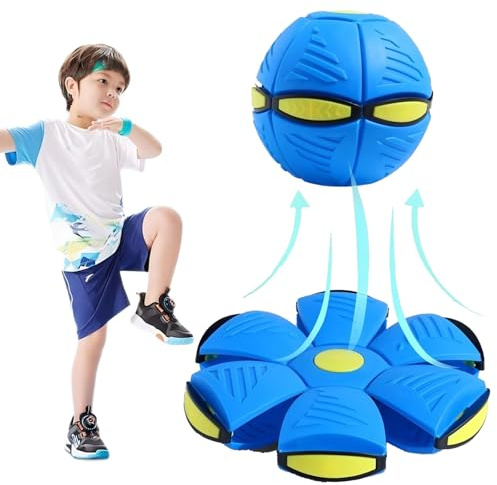JACKANNA interaktiv hundleksak – flygande tefat och springboll med LED-ljus, köpsäkert frisbee för hundträning, kasta och fångstspel (självlysande) (blå)