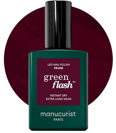 Manucurist Green Flash™ Gel Nagellack Prune Bordeauxroter - Hema Free UV Lack, 12-Free Lack, Bio-basiert - Nägel Selber Machen für UV Lampe Nägel