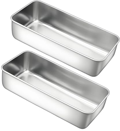 MJFENDAI Juego de 2 moldes de pan de acero inoxidable de 33 cm, forma de caja rectangular, molde para tartas, moldes para pan, pasteles, tostadas, para horno y freidora de aire caliente