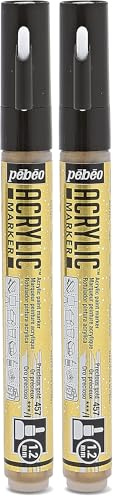 PEBEO 201457 Marqueur acrylique Pointe ronde 1,2mm Or précieux (Lot de 2)
