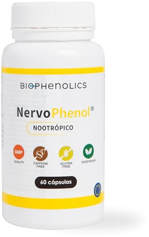 Nervophenol - Nootrópico Natural | Suplemento Antiestrés | Ashwagandha + Resveratrol + Bacopa | Polifenoles Neuroprotectores | Mejora Memoria, Concentración y Claridad Mental | 60 Cápsulas