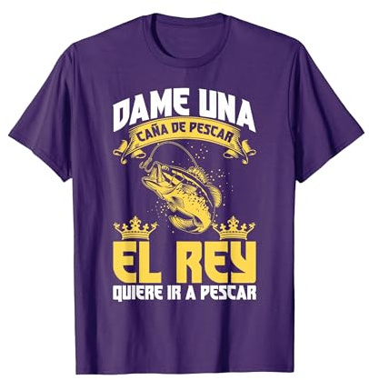 Dame Una Cana De Pescar El Rey Humor Deporte Pescador Regalo Camiseta, Hombre, Morado, L