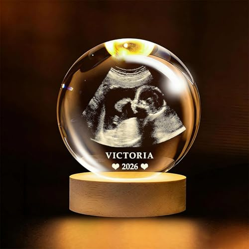 Bola de cristal con foto 3D personalizada, regalo del día de la madre para mamá abuela, bola de cristal 3D personalizada con base de luz LED, lámpara de imagen grabada personalizada, regalo para el