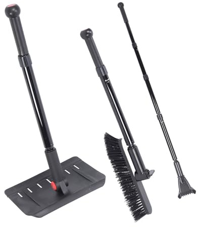 Vomeko Kit de Pala de Nieve, Herramientas de eliminación, Kit de Pala de Nieve Multifuncional, Herramientas de eliminación de Nieve retráctiles de aleación de Aluminio con Cepillo
