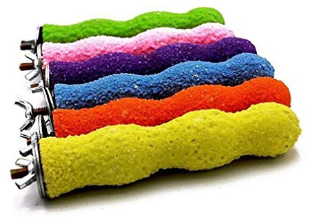 Junhouse Parrot Safety Grinding Sand Stick Perch for Birds to Trim Nails and Beak and Promote Healthy Feet