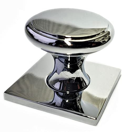 French Furniture Fittings Set of 6 Bordeaux Kitchen Cabinet Knobs with Backplate – Stylish Zinc Handles for Cupboard Doors, Drawers & Wardrobes – Polished Chrome, Antique Pewter & Deep Antique Brass