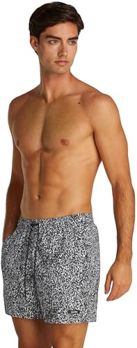 Calvin Klein Bañador Hombre Medium Drawstring-Print con Logotipo, Multicolor (Black Granite AOP), L