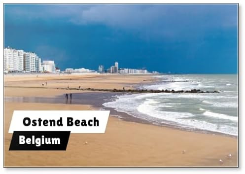 Magnete da frigorifero con scritta Ostend Beach Before The Storm